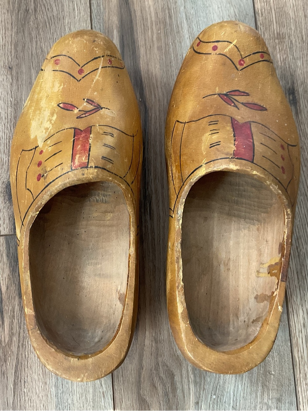 Vintage Hand-Painted Dutch Wooden Clogs